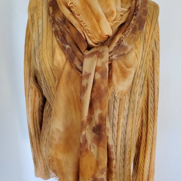 Cotton Cardigan Sweater tie dyed camo gold brown beige yellow green gray stripe - Picture 6 of 6
